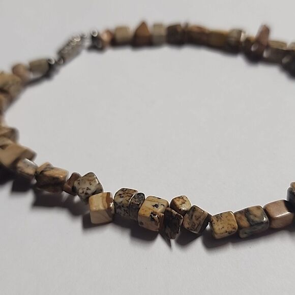 Brown and Tan Glass Beaded Bracelet Simulated Stone - Picture 3 of 3